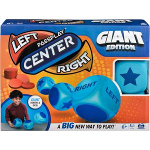 Spin Master Games, Left Center Right Giant Edition, Family Game for Indoor & Outdoor Fun with Big Oversized Board, for Family and Kids, 2-4 Players, Ages 6 & Up