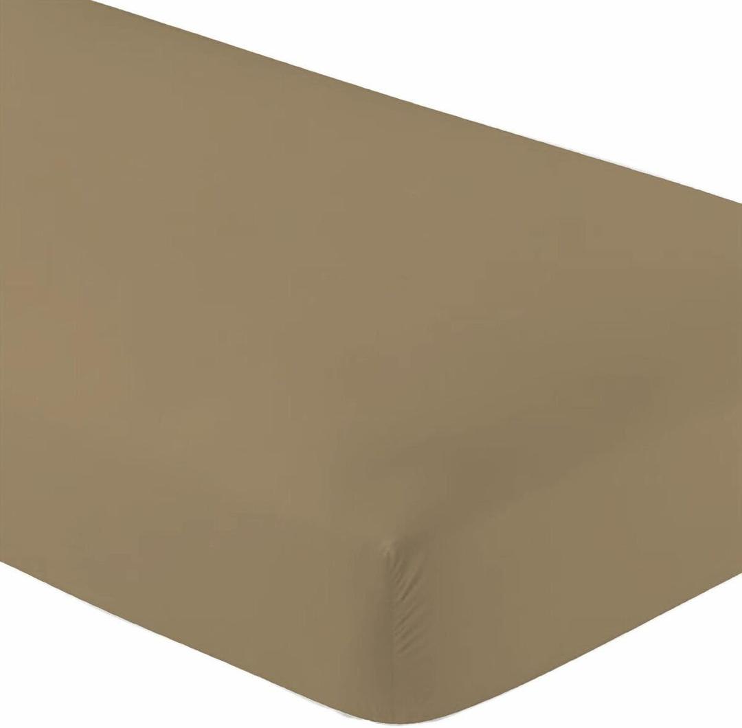 Knit Jersey 100% Cotton 2 Twin XL Fitted Bed Sheets (2-Pack) Soft and Comfy - Twin Extra Long, 15" Deep Pocket, 39" x 80" Great for Dorm Room, Hospital and Split King Dual Adjustable Beds (Taupe)