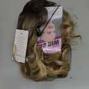 Lativ Blonde Wig With Bangs Short Wavy Curly Ombre Wig with Dark Roots Synthetic Heat Resistant Bob Wigs for Women Daily Party Use 14 Inches