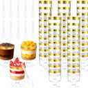 100 Sets 5 Oz Mini Dessert Cups with Spoons, Clear Plastic Parfait Glasses with Gold Rim, Small Cake Shooter Cups for Party Wedding Events Supplies