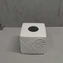 White Ceramic Rose Tissue Box Cover, Carved Flowers Large Square Tissue Box Holder Decorative for Bathroom, Vanity, Kitchen Countertop, Bedroom Night Stands, Office Desk Top (5.8*5.8*5.5)