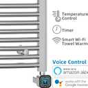 HEATGENE Smart Towel Warmer with Timer and Temperature Control, Large Smart Liquid Filled Towel Rails, Wall-Mounted Plug-in/Hardwired Towel Racks Compatible with Alexa and Google Home, Chrome, H 47.24 × W 23.62