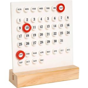 GDYOOSHOW Perpetual Calendar Desk Wood Calendar Stand Acrylic Calendar Desktop Decor for Livingroom Office Shop Bar Week Month Day Display(1pc white)