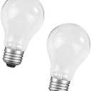 60 Watt Incandescent Light Bulbs, A19 60W Incandescent Bulb Shatter Resistant Rough Service Light Bulb (2 Pack)