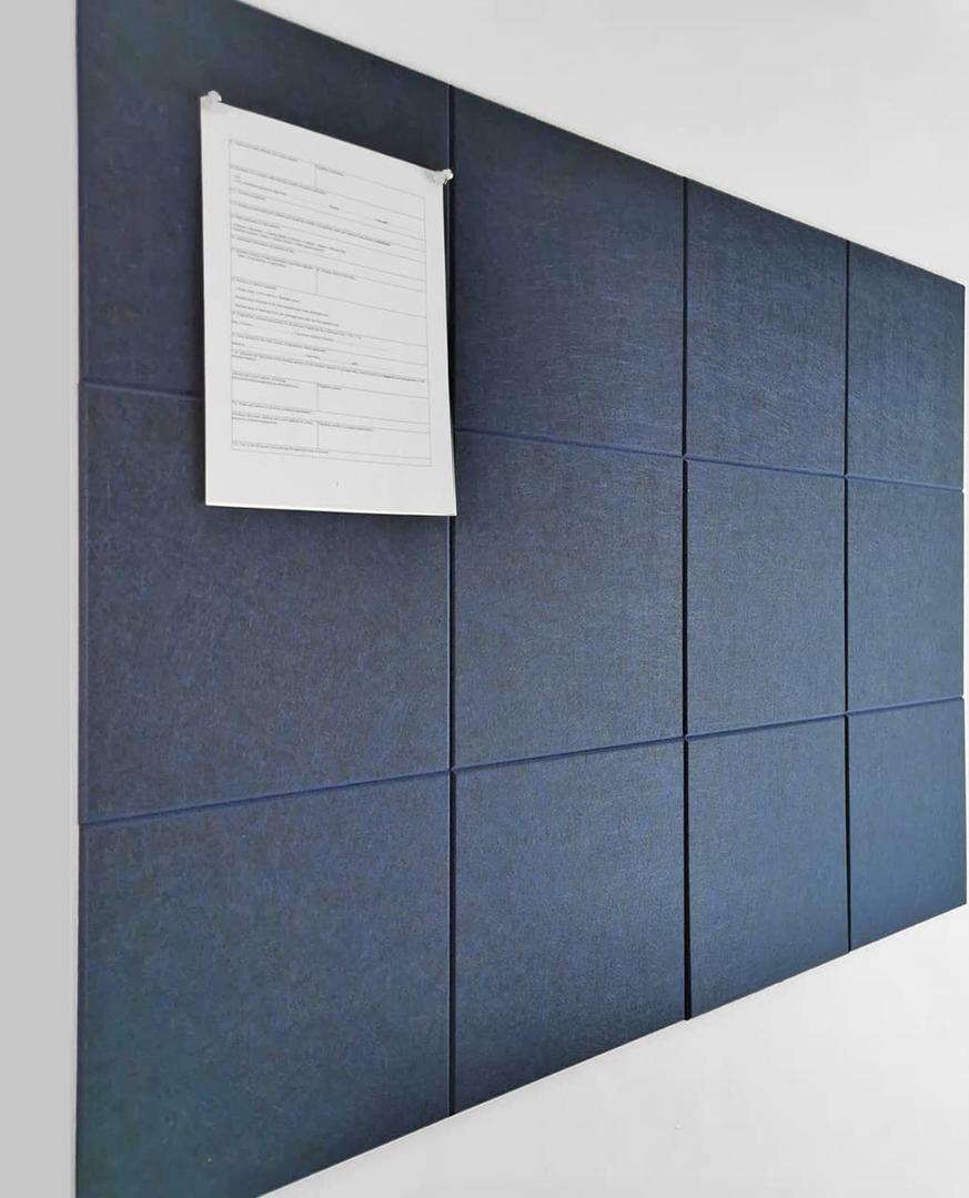 DECORITA Blue Felt Bulletin Board 47"x35" | Large Cork Bulletin Board Alternative for Office, Home & Classroom | Felt Wall Tiles (12-Pack) | Blue Classroom Decor Office Supplies | Dark Blue