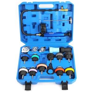 ZEAJSRU 18 Pieces of Anti-Freezing Liquid Replacement Filler Vacuum coolant Pressure Gauge, Motorcycle, Automobile and Truck Universal Radiator Pressure Leakage Tester kit (Blue)