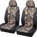 Mossy Oak Front Camo Seat Covers Low Back - Made with Premium PVC & Canvas Fabric, Airbag Compatible, Universial Fit Most Bucket Seats - Official Licensed Product