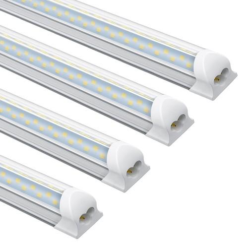 4FT Shop Light, T8 V-Shape Linkable LED Tube Lights, 6300LM 6500K 45W Integrated Lighting Fixture with ON/Off Switch, Plug and Play, Indoor Lights for Workshop, Basement, Warehouse, 4 Packs