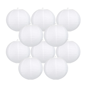20Pcs White Round Paper Lanterns for Home Decor, Restaurant, Church, Wedding, Birthday Party Decorations, Hanging Chinese Japanese Paper Lantern Lamps (White)