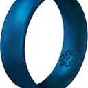 Knot Theory Metal Dark Blue Silicone Ring for Men Women - Breathable Comfort Fit 6mm Wedding Band, Size 8