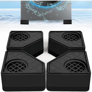 4Pcs Anti Vibration Pads for Washing Machine, Stops Washer Dryer Moving, Prevents Noise, Vibration Transfer, Antivibration Stabilizer Support Feet Mat Suitable for Most Furniture (Increase1.8in)