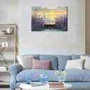 Tertiosh Coastal Sunset Lavender Canvas Wall Art Still Life Seascape Wall Decor Picture Floral Print Beach Theme Painting Artwork for Modern home decoration for living room and bedroom 24x36in
