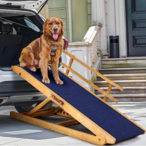 Dog Ramp for Beds, Cars, Couches, Dog Steps Anti-Slip Surface, Dogs Ramps for Old Small Pet, High Traction with Platform, 7 Adjustable Heights 16" to 27" Up, Portable Stairs Design for Dogs, 45.3" Long