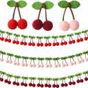 3 Pack Cherry Garland Decoration, Cherry Birthday Garland Banner, Wall Hanging Home Room Decor, for Bedroom, Nursery Room, Dorm Decor, Wedding, Party (Red, Pink and Wine Red)