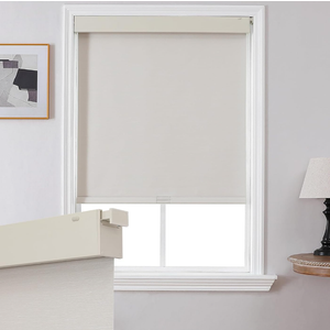 Joydeco No Drill Blackout Shades, Free-Stop Cordless Roller Shades, UV Protection, Thermal Insulated Blinds for Indoor Windows, Easy Install Window Blinds for Home and Office (Beige, 22" W X 75" H)