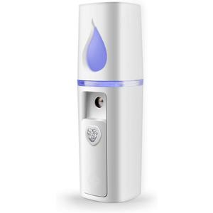 Portable Nano Facial Mister Mini Facial Steamer Atomization Eyelash Extensions with Mirror & 20ml Visual Water Tank (White)