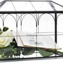 LargeBlack and Glass Card Box for wedding with Lock and Slot - Wedding Envelope Card Holder for Reception Clear Lock Box with Key Geometric Handmade Vintage Card Box for Wedding Party (Large-Black)