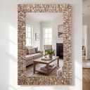 Large 36" x 24" Capiz Shell Mirror Rectangular Coastal Seashell Wall Decor