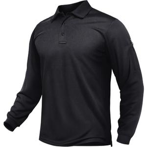 5 x TACVASEN Men's Long Sleeve Polo Shirts Quick Dry Tactical Golf Collared Lightweight Work Breathable Moisture Wicking Outdoor L