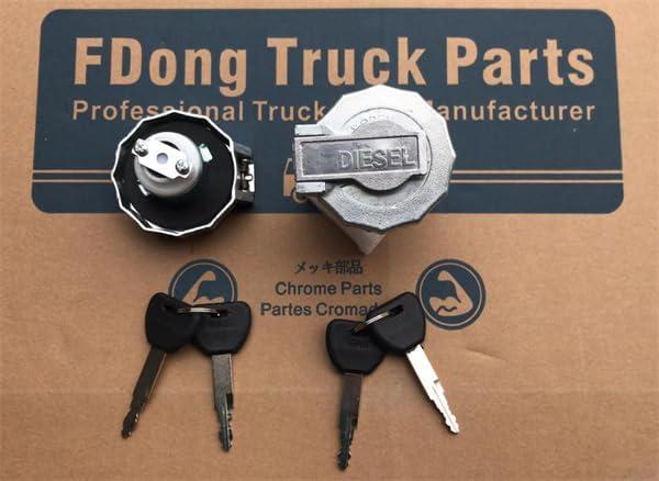 Fuel Tank Cap Zinc Alloy with 2 Keys Replacement Fit for Isuzu NPR, HPR-HD, NQR,NRR,GMC,W Series Isuzu Elf Truck NPR HD NKR NHR FSR FRR 1995-2007 Replaces 8-94160028-0