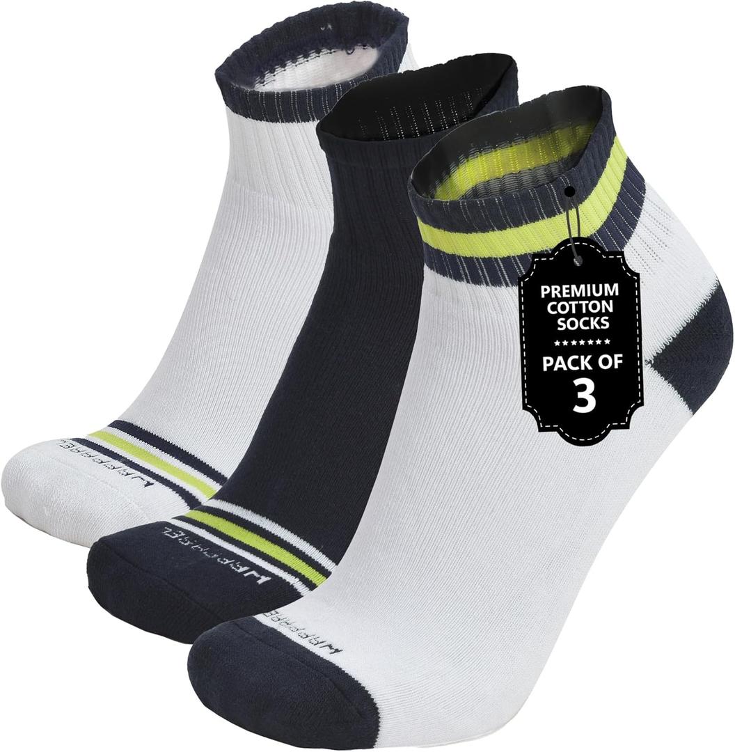 Mens & Boys Ankle Socks Cotton Warm Elastic Casual Lightweight Moisture Wicking Anti Odor | 3 & 6 Pairs, Size: 8-10