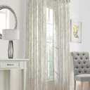 Lunette Printed Faux Linen Grommet Curtain Panel 52" x 95" in Taupe