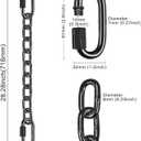 BeneLabel 2Pcs 28 inch Black Heavy Duty Hanging Chains with 4 Carabiners 1000 LB Capacity Hanging Hammock Chair Hardware Extension Chain for Swing, Hanging Chair, Punching Bags, Indoor and Outdoor