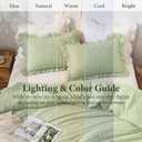 JOLLYVOGUE Sage Green Twin Size Comforter Set, 2 Pieces Seersucker Lightweight Fluffy Bedding Set, Twin Ruffle Comforter, All Season Soft Microfiber Shabby Chic Bed Set