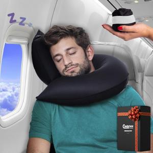 CANDY CANE Inflatable Travel Pillow for Airplanes, Cars & Home  Adjustable Neck, Head & Chin Support  360 J-Shaped Design  Blow Up Travel Pillow for Sleeping on Plane  Compact & Eco-Friendly (Black) CANDY CANE Inflatable Travel Pillow for Airplanes, Cars & Home  Adjustable Neck, Head & Chin Support  360 J-Shaped Design  Blow Up Travel Pillow for Sleeping on Plane  Compact & Eco-Friendly (Black)