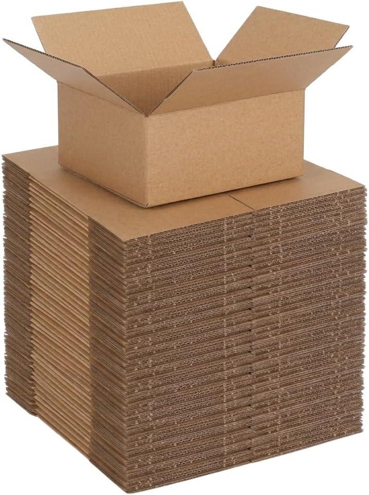 CRUGLA 100 Packs 4x4x2 Shipping Boxes for Small Business, Corrugated Cardboard Boxes Bulk for Shipping Packing Mailing