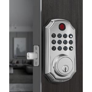ZSZ Smart Locks for Front Door, Keyless Entry Door Lock with Fingerprint, Keypad & Code Unlock, No App/Internet Needed, Auto Lock, Function Setting with Voice, Install in 90 Seconds, Low-Battery Alert (Medium size, Sliver)