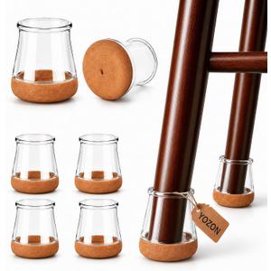 YOZON Chair Leg Floor Protectors for Hardwood Floors Felt Furniture Pads Silicone Caps 32 Pack Anti-Scratch Reduce Noise Clear Round Medium Fit 3/4" to 1-3/16" (19-30mm)