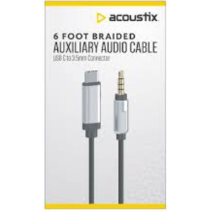 acoustix 6ft Braided Auxiliary Audio Cable acoustix 6ft Braided Auxiliary Audio Cable