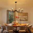 8-Light Black Farmhouse Chandelier,Dining Room Light Fixtures Over Table,Brushed Candle Lighting for Kitchen Island Living Room Bedroom Foyer Entryway,36.6in,E12.
