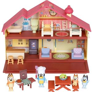 Bluey Mega Bundle Family Home & BBQ Playset, 4 Figures (Bluey, Bingo, Bandit, Chilli), 13+ Removable Furniture Pieces, Outdoor Patio, Accessories, Imaginative Playset for Kids 3+