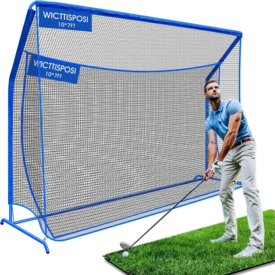 Golf Net with Extra Striking Net, Heavy Duty Golf Practice Hitting Net
Size: 10ft x 7ft 