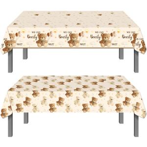 umoni Bear Tablecloth 2PCS We Can Bearly Wait Baby Shower Supplies Teddy Bear Party Table Covers Brown Bearly Wait Table Decorations for Bear Theme Birthday Party Decor