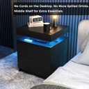LED Nightstand, Modern Black Night Stand End Tables with APP & Remote Control LED Lighting, 2 Drawers, Open Shelf Storage, Bedside Tables for Bedroom & Living Room