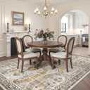 Madane 6x9 Area Rugs for Living Room, Stain Resistant Washable Rugs, Non-Slip Backing Area Rug, Vintage Home Decor Rug for Bedroom (Brown/Gold, 6'x9')