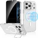 Ruky for iPhone 17 Pro Max Case with Privacy Screen Protector, [with Detachable Buttons] Compatible with MagSafe, Translucent Matte Magnetic Phone Case for iPhone 17 Pro Max 6.9 with Stand,Transparent