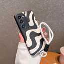 Cute Graffiti Zebra Pattern Phone Case for Samsung Galaxy S24 Ultra, Soft TPU Full Protection with Wristband, Aesthetic Anti-Fingerprint Anti-Slip Design for Women & Girls