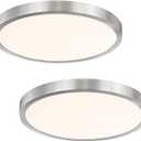 12 Inch Modern Flush Mount Ceiling Light Fixture, 2 Pack, Brushed Nickel, 22W, 3000K, Dimmable, Indoor Use Only