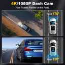 Dash Camera, 4K/1080p Dash Camera Front and Rear, Built-in 5GWiFi, Dash Cam with 64GB SD Card, Full HD 2.0 IPS Screen, for App Control, G-Sensor, Loop Recording, and Parking Mode