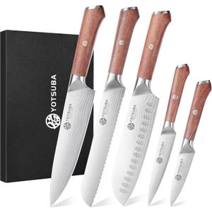YOTSUBA 5PCS Kitchen Knives Set, Kitchen Knife Set, German High Carbon Stainless Steel Ultra Chef Knife Sets with Ergonomic Handle for Chopping Vegetable and Cooking