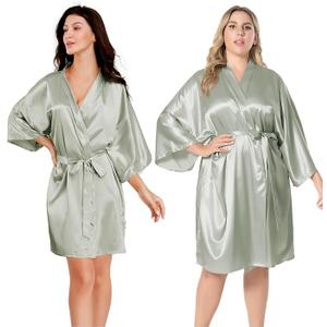 EPLAZA Women Silky Satin Robe Wedding Bridal Party Bride Bridesmaid Robes Kimono Loungewear Dressing Gowns S/M