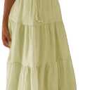 ebossy Women's Cut Out Ruffled Long Boho Dress Sexy Spaghetti Straps Open Back Flowy Sundress (Medium)