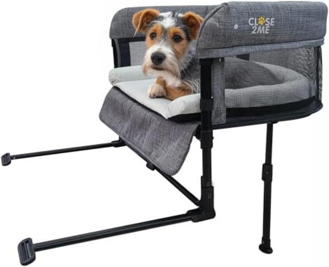 Englacha Close2me Bedside Pet Bed for Cats and Dogs, Elevated Dog Bassinet with Sides, Dog Crib