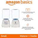 Amazon Basics Automatic Pet Water Dispenser and Gravity Food Feeder Set for Cat and Dog, Easy to Clean, 6-Pound Food Capacity, 1-Gallon, Small, Gray, Pack of 2