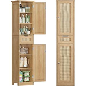 Iwell 66.9" Tall Bathroom Storage Cabinet with 2 Doors & 1 Drawer, 11.8"D