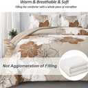 Menghomeus Brown Comforter Set California King Taupe Floral Comforter Cal King Botanical Bedding Sets Soft Microfiber Bed Set for All Season, 3 Pieces (1 Comforter, 2 Pillowcases)